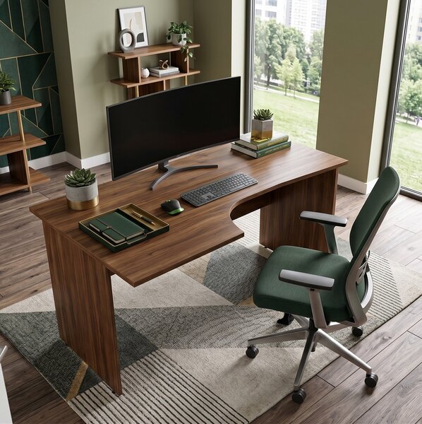 Ergonomický stůl Impress 160 x 90 cm, levý, ořech dijon