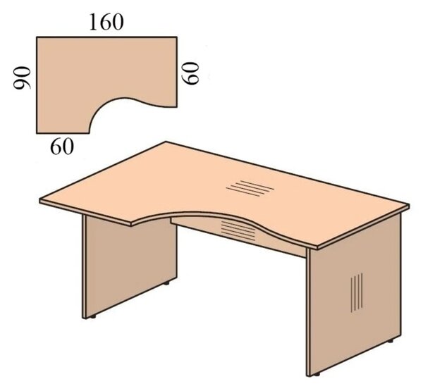 Ergonomický stůl Impress 160 x 90 cm, levý, ořech dijon