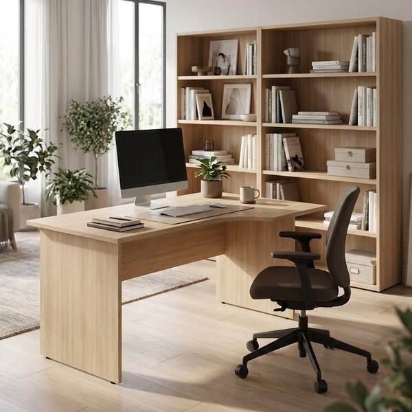 Ergonomický stůl Impress 160 x 90 cm, pravý, akát světlý