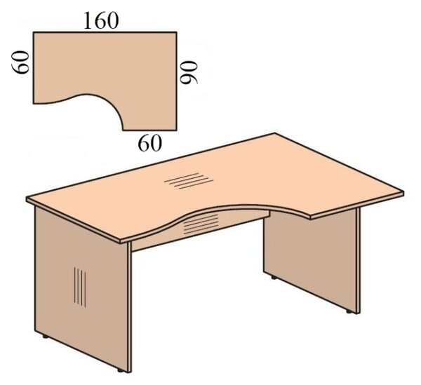 Ergonomický stůl Impress 160 x 90 cm, pravý, akát světlý