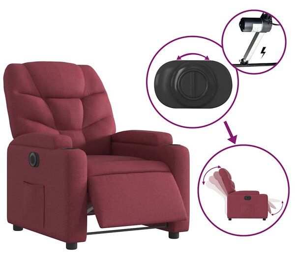 Elektrické polohovací křeslo vínové textil 3204575