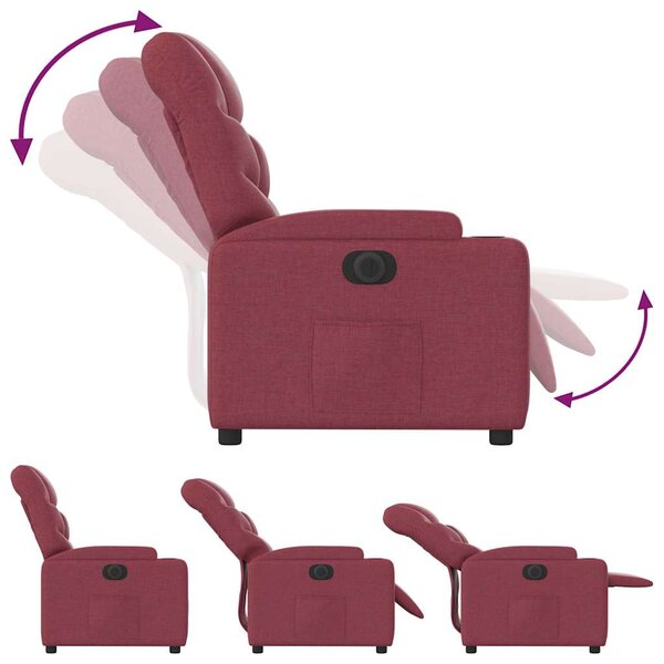 Elektrické polohovací křeslo vínové textil 3204575