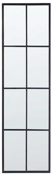 Kovové nástěnné zrcadlo ve tvaru okna 38 x 132 cm černé CAMON