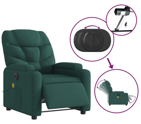Elektrické masážní polohovací křeslo tmavě zelené textil 3204590