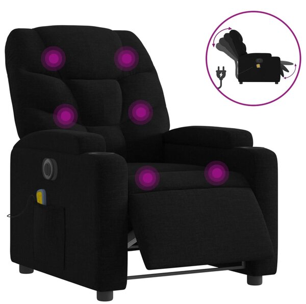 Elektrické masážní polohovací křeslo černé textil 3204586