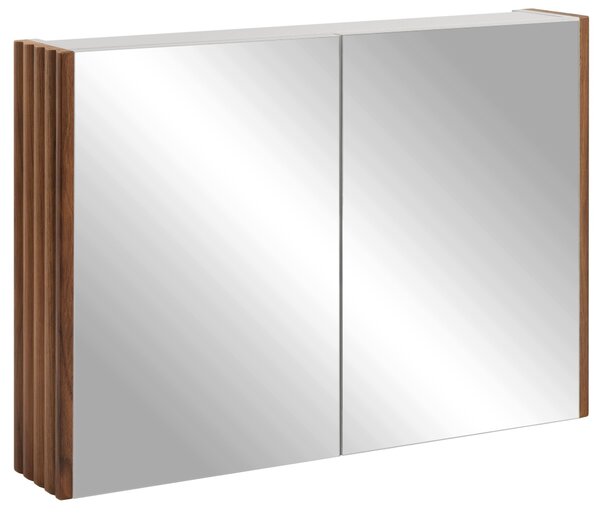 Rodan Zrcadlová Skříňka 80 cm - Šedá - Boční Panely Dub Ořech - Závěsná - Bezúchytková - 2dveřová - BELLO