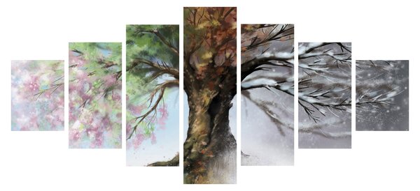 Obraz - Strom čtyř ročních období (210x100 cm)