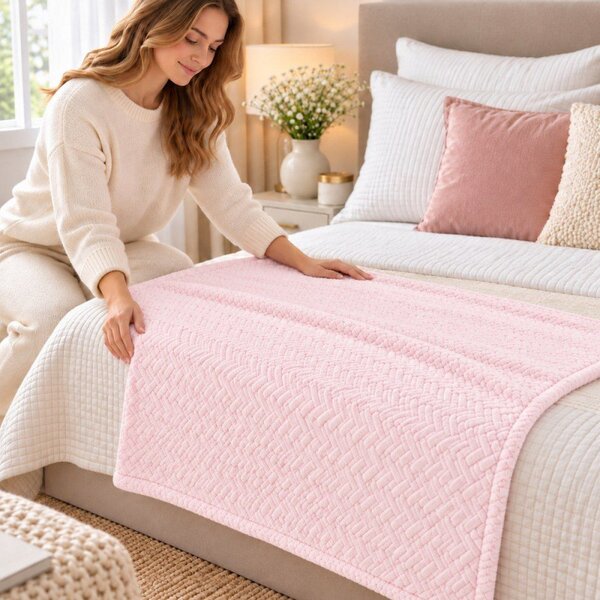 Deka 70x160 cm SPRINGOS Splendit HA7117 světle růžová
