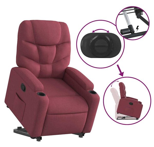 Zvedací polohovací křeslo vínové textil 3204599