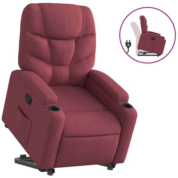 Zvedací polohovací křeslo vínové textil 3204599
