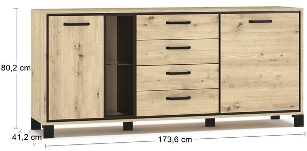 Nabbi Dvoudveřová komoda se zásuvkami Vinap CH-2D4DRWRS - dub artisan / wenge tmavá