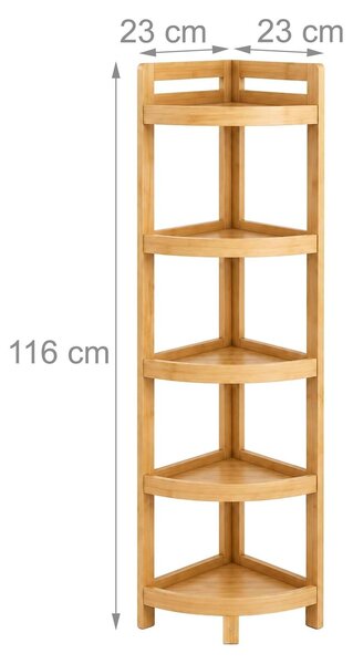 Rohový regál koupelnový regál kuchyňský regál - 116 x 23 x 23 cm - Bambus - Přírodní