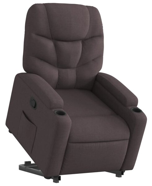 Zvedací polohovací křeslo tmavě hnědé textil 3204601