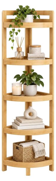 Rohový regál koupelnový regál kuchyňský regál - 116 x 23 x 23 cm - Bambus - Přírodní