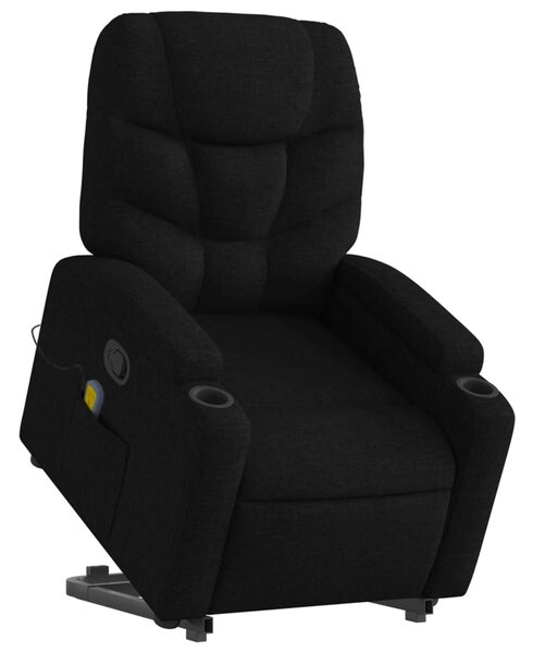 Zvedací masážní polohovací křeslo černé textil 3204610