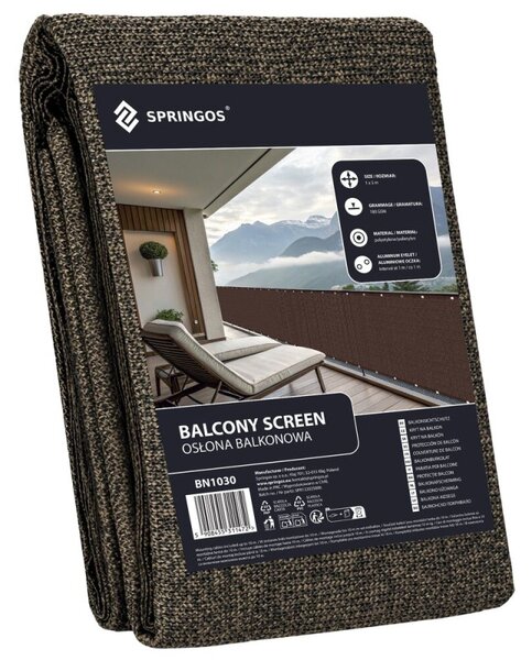 Zástěna na balkon 1x5 m SPRINGOS BN1030 hnědá