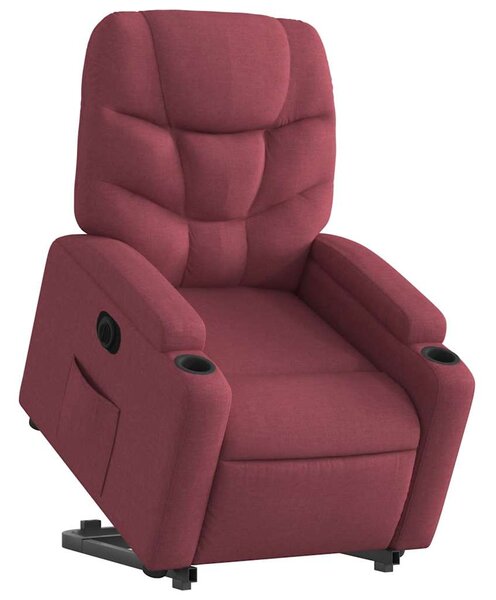 Elektrické zvedací polohovací křeslo vínové textil 3204623
