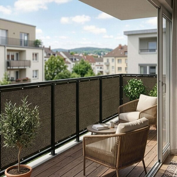 Zástěna na balkon 1x5 m SPRINGOS BN1030 hnědá