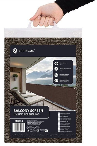 Zástěna na balkon 1x5 m SPRINGOS BN1030 hnědá