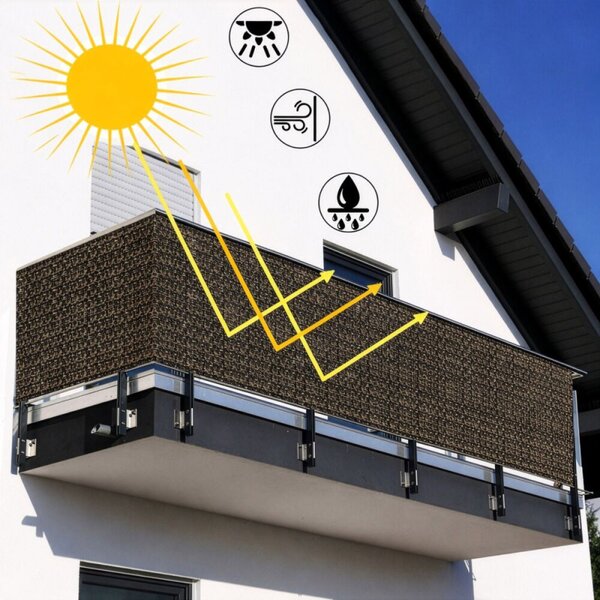 Zástěna na balkon 1x5 m SPRINGOS BN1030 hnědá