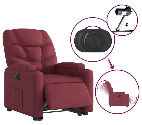 Elektrické zvedací polohovací křeslo vínové textil 3204623