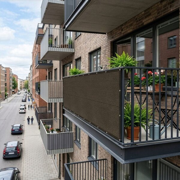 Zástěna na balkon 1x5 m SPRINGOS BN1030 hnědá