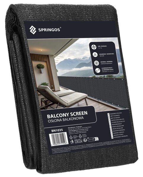 Zástěna na balkon 1x3 m SPRINGOS BN1027 antracit