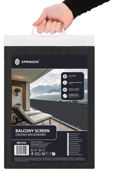 Zástěna na balkon 1x3 m SPRINGOS BN1027 antracit