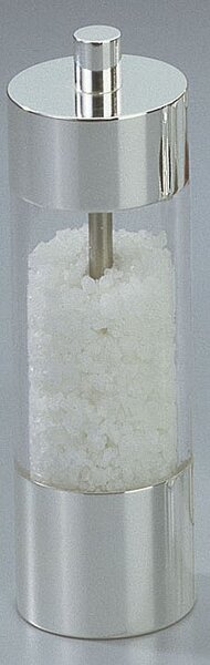 Chiarugi SILVER CYLINDER Mlýnek na sůl, akrylové sklo, postříbřená mosaz