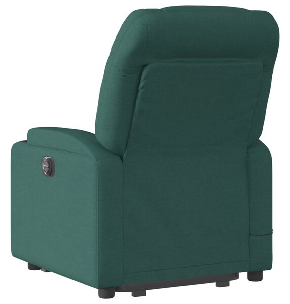 Elektrické zvedací masážní polohovací křeslo zelené textil 3204638