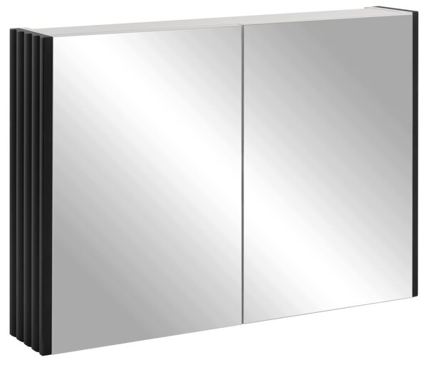 Rodan Zrcadlová Skříňka 80 cm - Šedá - Černé Boční Panely - Závěsná - Bezúchytková - 2dveřová - BELLO