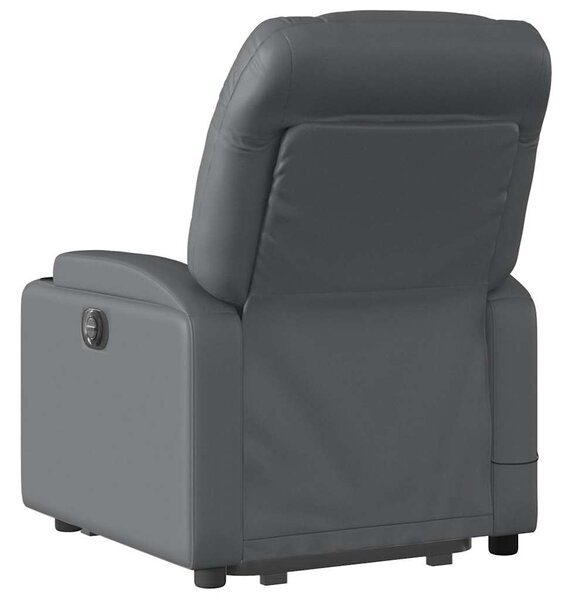 Zvedací masážní polohovací křeslo šedé umělá kůže 3204668