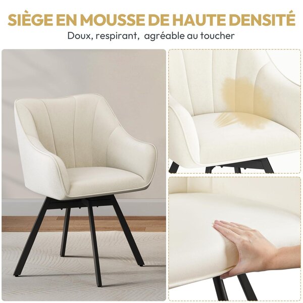 Otočná jídelní židle - Čalouněná - Béžová - 136 kg - Pro kuchyni a jídelnu