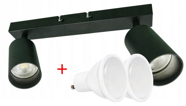 BERGE Stropní bodové svítidlo LED VIKI-X 2x GU10 - černé + 2x LED žárovka