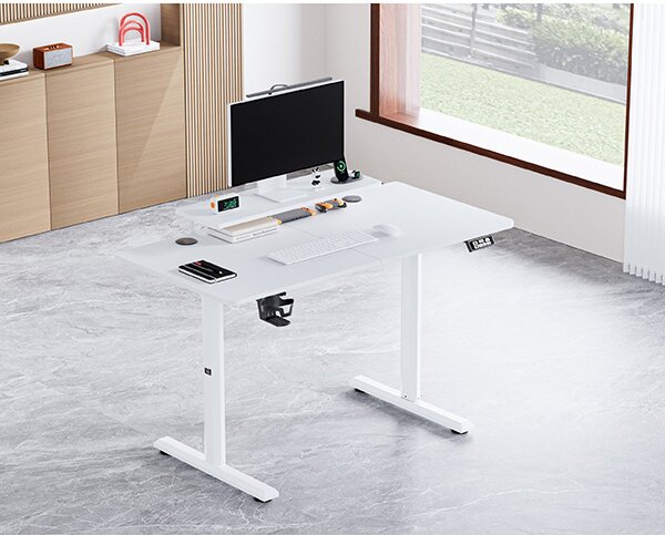 Elektricky výškově nastavitelný stůl HIGHLANDER - 120 cm, bílá