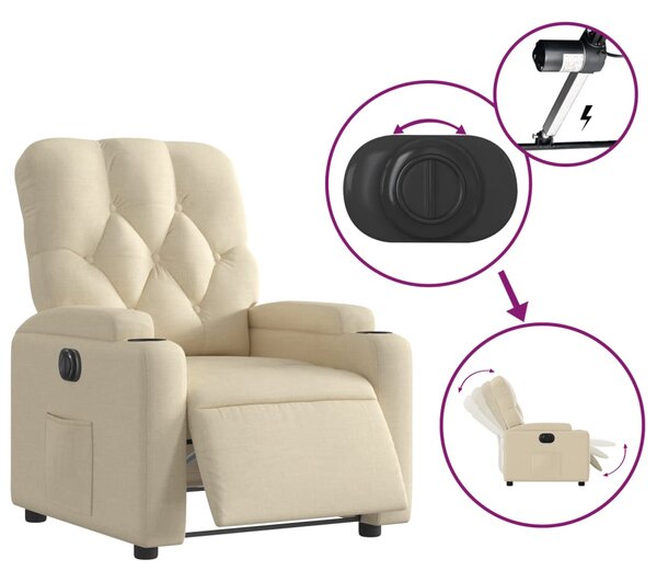 Elektrické polohovací křeslo krémové textil 3204695