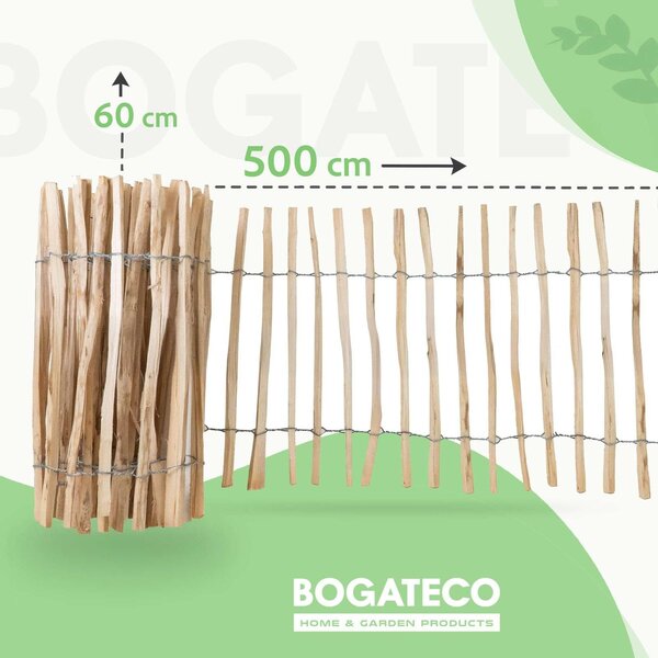 Plot z ořechového dřeva, zahradní plot, dřevěný plot - 60 x 500 cm - přírodní dřevo - neošetřený