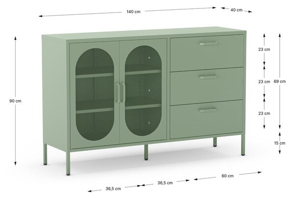 Komoda v mentolové barvě 140x90 cm Diora – Marckeric