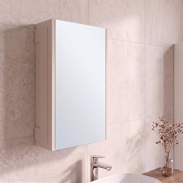 Rodan Zrcadlová Skříňka 40 cm - Šedá - Boční Panely Kašmír - Závěsná - Bezúchytková - 1dveřová - CLASSIC