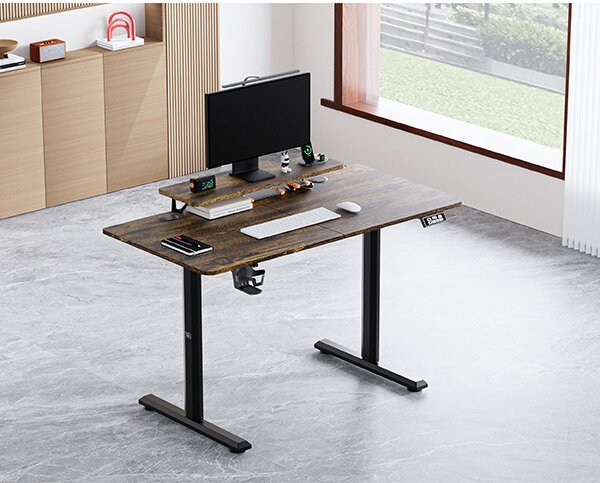 Elektricky výškově nastavitelný stůl HIGHLANDER - 120 cm, hnědá