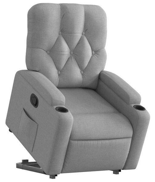 Zvedací polohovací křeslo světle šedé textil 3204710