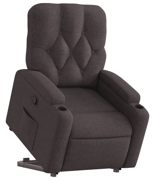 Zvedací polohovací křeslo tmavě hnědé textil 3204715