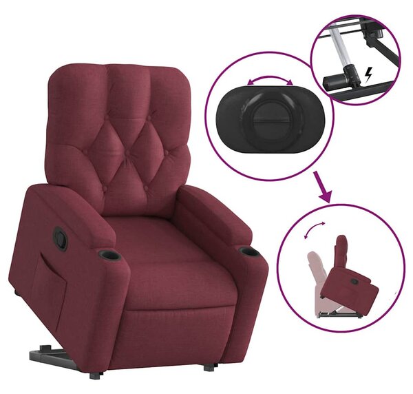 Zvedací polohovací křeslo vínové textil 3204713