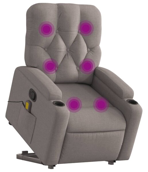 Zvedací masážní polohovací křeslo taupe textil 3204730