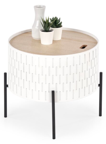 Konferenční stolek BENETO, 35x35x35, bílá/černá