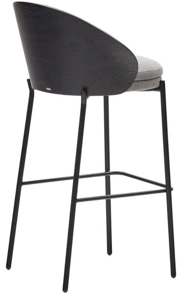 Šedá čalouněná barová židle Kave Home Eamy II. 77 cm