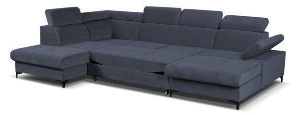 Rozkládací rohová sedačka APOLO U 326x220cm - rozklad a úložný prostor pravý roh tmavě šedá II - Solid 99