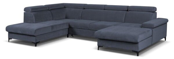Rozkládací rohová sedačka APOLO U 326x220cm - rozklad a úložný prostor pravý roh tmavě šedá II - Solid 99