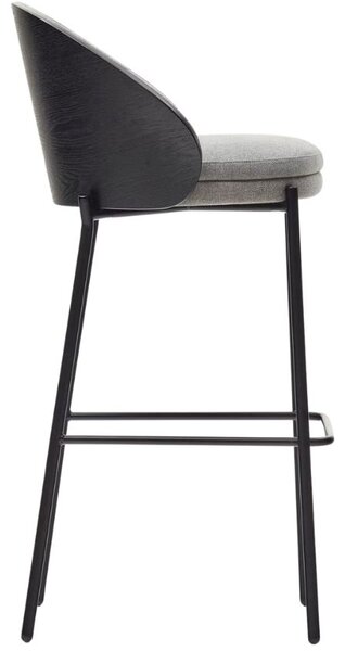 Šedá čalouněná barová židle Kave Home Eamy II. 77 cm