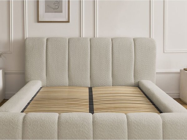 Béžová čalouněná dvoulůžková postel s úložným prostorem s roštem 140x190 cm Denali – Bobochic Paris